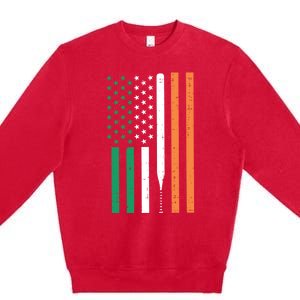 Irish Us Flag Baseball Bat St Patricks Day Sports Patriotic Great Gift Premium Crewneck Sweatshirt