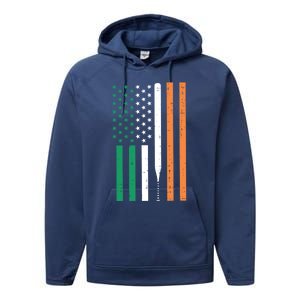 Irish Us Flag Baseball Bat St Patricks Day Sports Patriotic Great Gift Performance Fleece Hoodie