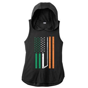 Irish Us Flag Ice Hockey St Patricks Day Sports Patriotic Gift Ladies PosiCharge Tri-Blend Wicking Draft Hoodie Tank