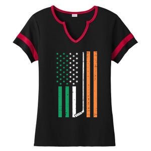 Irish Us Flag Ice Hockey St Patricks Day Sports Patriotic Gift Ladies Halftime Notch Neck Tee