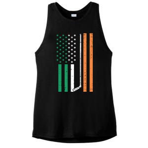 Irish Us Flag Ice Hockey St Patricks Day Sports Patriotic Gift Ladies PosiCharge Tri-Blend Wicking Tank