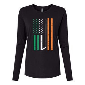 Irish Us Flag Ice Hockey St Patricks Day Sports Patriotic Gift Womens Cotton Relaxed Long Sleeve T-Shirt