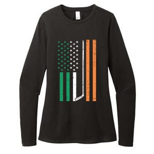 Irish Us Flag Ice Hockey St Patricks Day Sports Patriotic Gift Womens CVC Long Sleeve Shirt