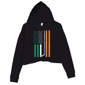 Irish Us Flag Ice Hockey St Patricks Day Sports Patriotic Gift Crop Fleece Hoodie