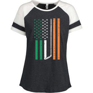 Irish Us Flag Ice Hockey St Patricks Day Sports Patriotic Gift Enza Ladies Jersey Colorblock Tee