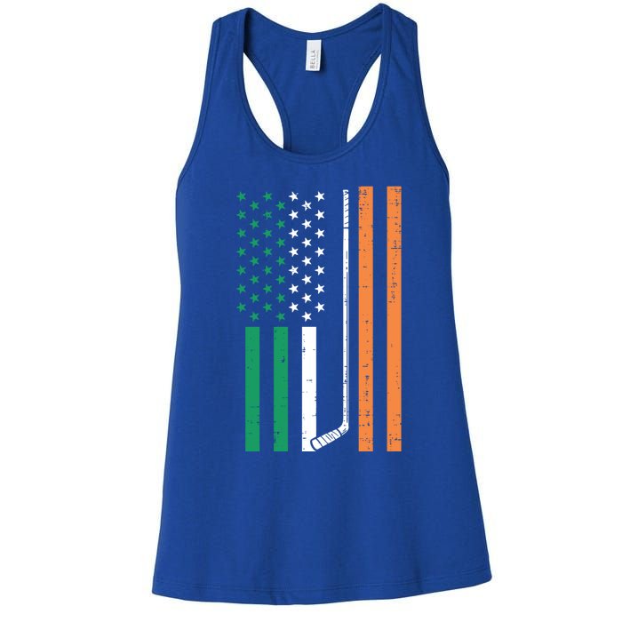 Irish Us Flag Ice Hockey St Patricks Day Sports Patriotic Gift Women's Racerback Tank