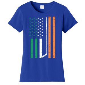 Irish Us Flag Ice Hockey St Patricks Day Sports Patriotic Gift Women's T-Shirt