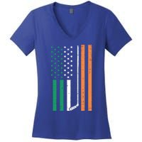 Irish Us Flag Ice Hockey St Patricks Day Sports Patriotic Gift Women's V-Neck T-Shirt