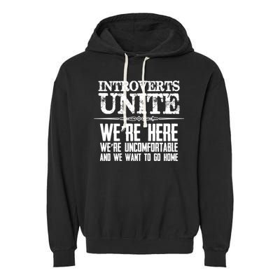 Introverts Unite Funny Gift For Introverted And Cute Gift Garment-Dyed Fleece Hoodie