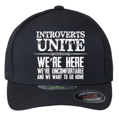 Introverts Unite Funny Gift For Introverted And Cute Gift Flexfit Unipanel Trucker Cap