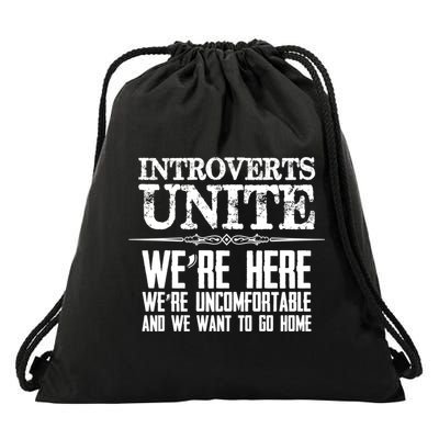 Introverts Unite Funny Gift For Introverted And Cute Gift Drawstring Bag