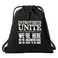 Introverts Unite Funny Gift For Introverted And Cute Gift Drawstring Bag