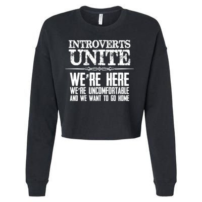 Introverts Unite Funny Gift For Introverted And Cute Gift Cropped Pullover Crew