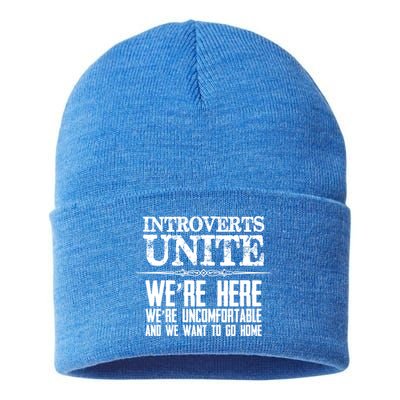 Introverts Unite Funny Gift For Introverted And Cute Gift Sustainable Knit Beanie
