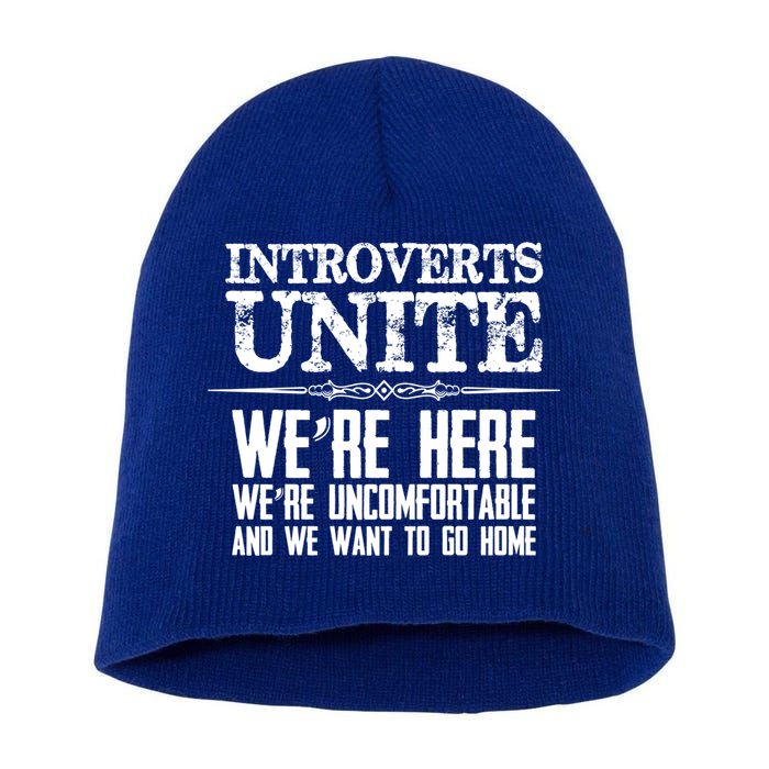 Introverts Unite Funny Gift For Introverted And Cute Gift Short Acrylic Beanie