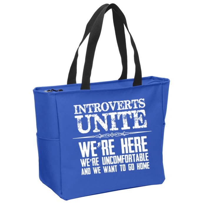 Introverts Unite Funny Gift For Introverted And Cute Gift Zip Tote Bag