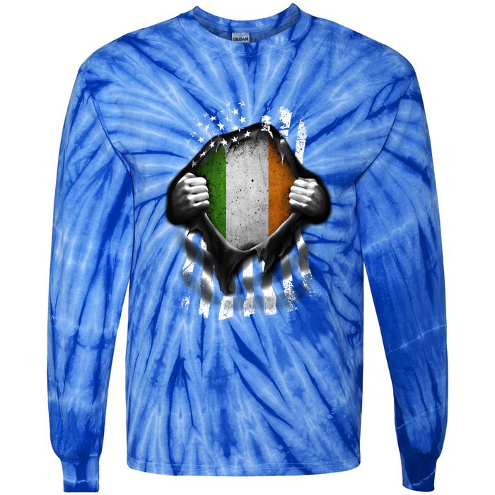 Ireland Usa Flag Irish American Gift Tie-Dye Long Sleeve Shirt