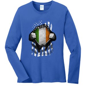 Ireland Usa Flag Irish American Gift Ladies Long Sleeve Shirt