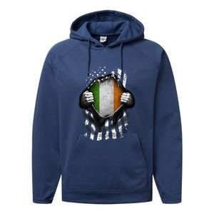 Ireland Usa Flag Irish American Gift Performance Fleece Hoodie