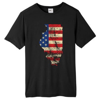 Illinois Usa Flag Patriotic Retro Vintage Tall Fusion ChromaSoft Performance T-Shirt