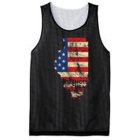 Illinois Usa Flag Patriotic Retro Vintage Mesh Reversible Basketball Jersey Tank