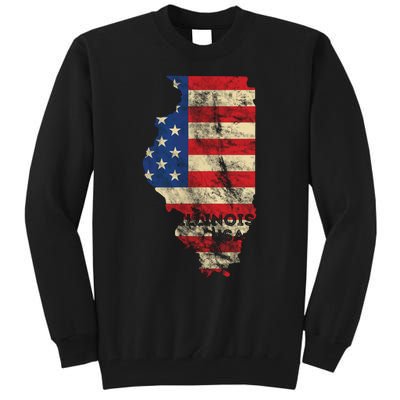 Illinois Usa Flag Patriotic Retro Vintage Tall Sweatshirt