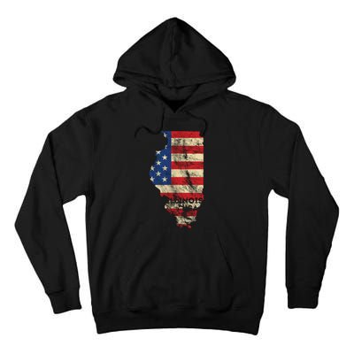 Illinois Usa Flag Patriotic Retro Vintage Tall Hoodie