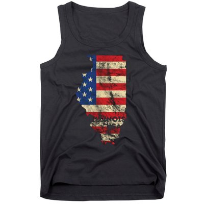 Illinois Usa Flag Patriotic Retro Vintage Tank Top