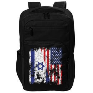 Israel USA Flag Distressed Half American Impact Tech Backpack