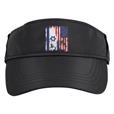 Israel USA Flag Distressed Half American Adult Drive Performance Visor