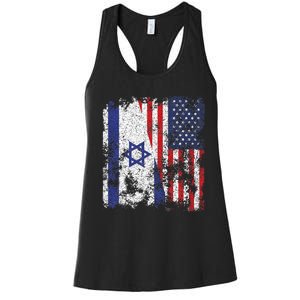 Israel USA Flag Distressed Half American Women's Racerback Tank