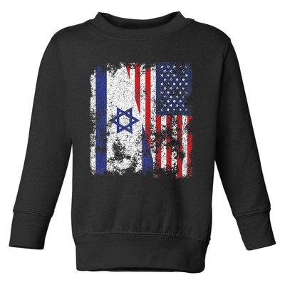 Israel USA Flag Distressed Half American Toddler Sweatshirt