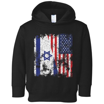 Israel USA Flag Distressed Half American Toddler Hoodie