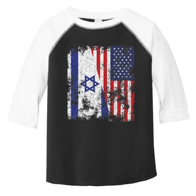 Israel USA Flag Distressed Half American Toddler Fine Jersey T-Shirt