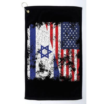 Israel USA Flag Distressed Half American Golf Towel