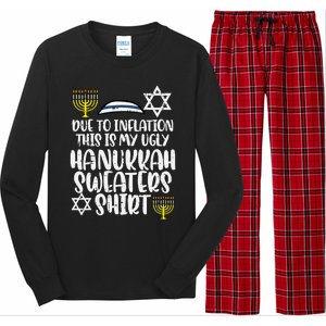 Inflatiion Ugly Hanukkah Sweater Funny Chanukkah Jew Long Sleeve Pajama Set