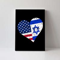 Israel USA Heart Distressed Israeli American Flag Canvas