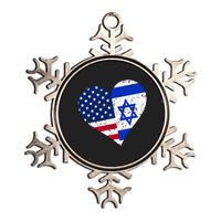 Israel USA Heart Distressed Israeli American Flag Metallic Star Ornament