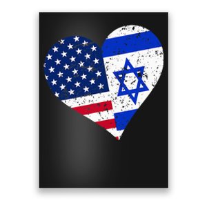 Israel USA Heart Distressed Israeli American Flag Poster