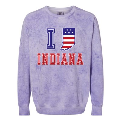 Indiana Usa Patriotic Usa Flag I Love Indiana Gift Colorblast Crewneck Sweatshirt