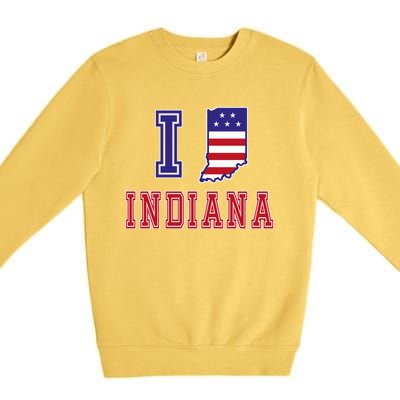 Indiana Usa Patriotic Usa Flag I Love Indiana Gift Premium Crewneck Sweatshirt