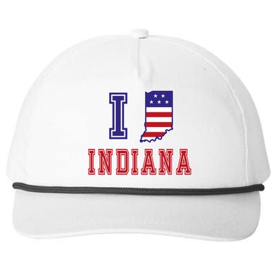 Indiana Usa Patriotic Usa Flag I Love Indiana Gift Snapback Five-Panel Rope Hat