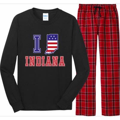 Indiana Usa Patriotic Usa Flag I Love Indiana Gift Long Sleeve Pajama Set