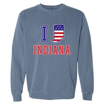 Indiana Usa Patriotic Usa Flag I Love Indiana Gift Garment-Dyed Sweatshirt