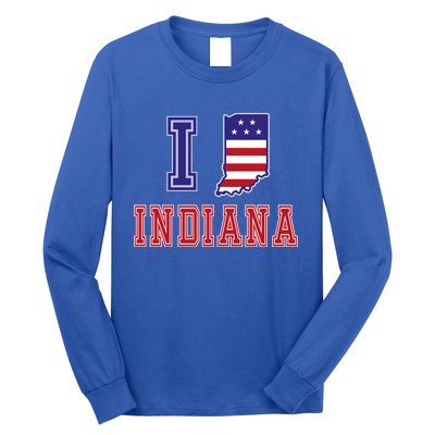 Indiana Usa Patriotic Usa Flag I Love Indiana Gift Long Sleeve Shirt