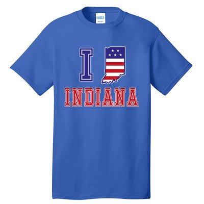 Indiana Usa Patriotic Usa Flag I Love Indiana Gift Tall T-Shirt