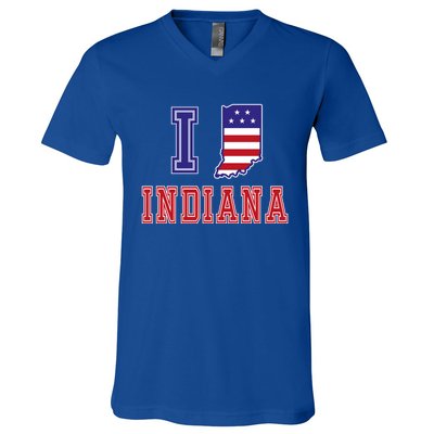 Indiana Usa Patriotic Usa Flag I Love Indiana Gift V-Neck T-Shirt