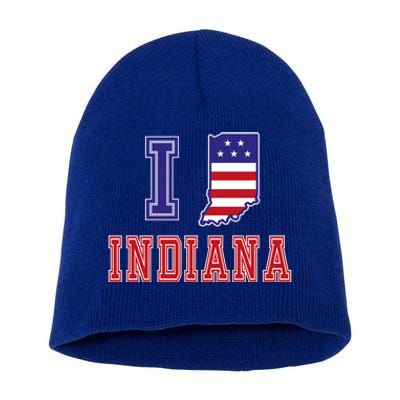 Indiana Usa Patriotic Usa Flag I Love Indiana Gift Short Acrylic Beanie