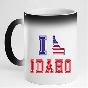 Idaho Usa Patriotic Usa Flag I Love Idaho Gift 11oz Black Color Changing Mug