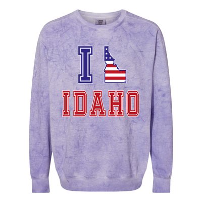 Idaho Usa Patriotic Usa Flag I Love Idaho Gift Colorblast Crewneck Sweatshirt